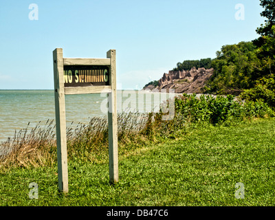 kein Schwimmen-Zeichen an den Ufern des Lake Ontario, Huron, New york Stockfoto