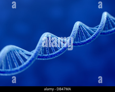 3D Render DNA auf blauem Hintergrund Stockfoto