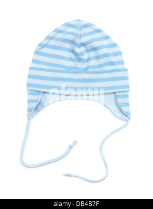 Baby jungen blauen Hut isoliert auf weißem Hintergrund Stockfoto