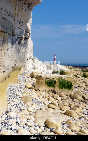 Beachy Head Leuchtturm von unten die Seven Sisters Klippen, East Sussex, UK Stockfoto