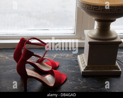 Rote High Heel Schuhe Stockfoto