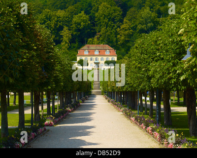 Zentrale Achse in Richtung Fürstenhof Palast, Staatsbad Bad Brueckenau, Bad Kissingen District, untere Franken, Bayern, Deutschland Stockfoto