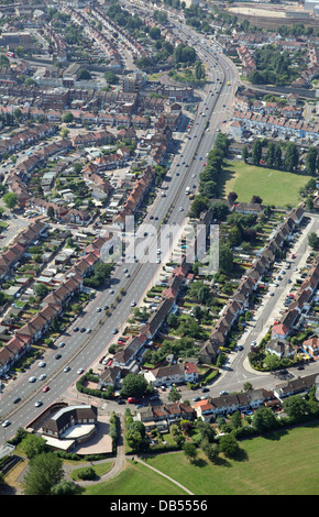 Luftbild von der A406 North Circular Road in Neasden Lane, North London Stockfoto