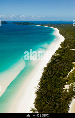 Luftbild auf Whitehaven Beach, Whitsunday Island, Whitsundays, Queensland, Australien Stockfoto