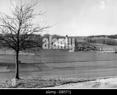 Geographie / Reisen, Deutschland, Landschaften, Dorf Sankt Christoph, Gemeinde Steinhoering, Kreis Ebersberg, Aussicht, 1950er Jahre, Additional-Rights-Clearences-not available Stockfoto