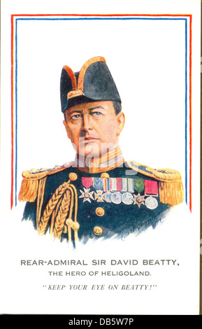 Weltkrieg eine Postkarte von Rear-Admiral Sir David Beatty Stockfoto