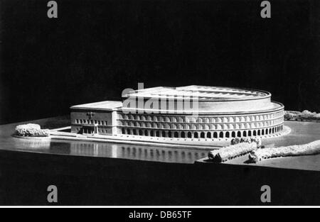 Nationalsozialismus, Architektur, Kongresshalle in der Reichsparteitagsgeldhalle, Nürnberg, Modell, Entwurf Ludwig Ruff und Franz Ruff, 1935, Zusatzrechte-Clearences-nicht vorhanden Stockfoto