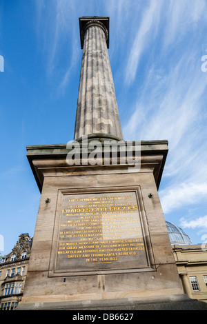 Blickte zu Greys Monument Eldon Square Newcastle Stockfoto