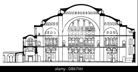 Architektur, Grundrisse, Hagia Sophia, Istanbul, Baujahr 532 - 537, zusätzliche-Rechte-Freiräumungen-nicht vorhanden Stockfoto