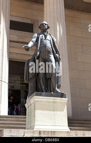 George Washington-Statue vor der New York Stock Exchange Stockfoto