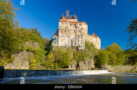 Burg Kriebstein und Zschopau Fluss, Deutschland Stockfoto ...