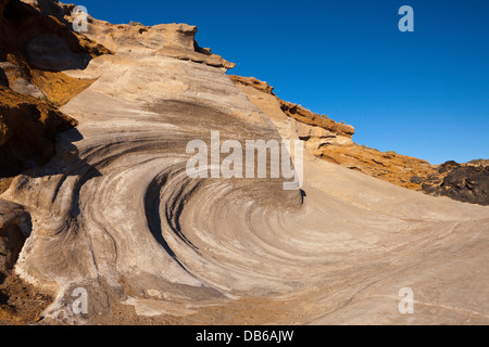 Versteinerte Dünen in der Nähe von Costa del Silencio, Teneriffa, Kanarische Inseln, Spanien Stockfoto