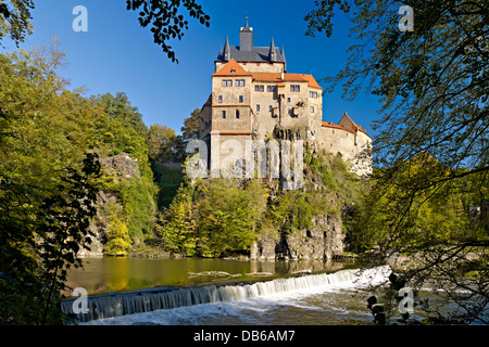 Burg Kriebstein im Fluss Tal der Zschopau, Sachsen, Deutschland Stockfoto