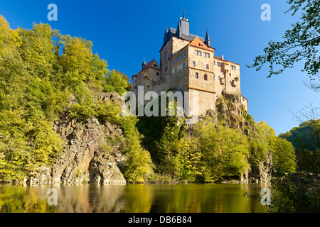 Burg Kriebstein im Fluss Tal der Zschopau, Sachsen, Deutschland Stockfoto