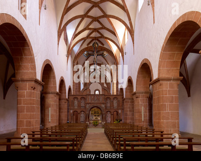 Innere Ansicht der Abtei Kirche Wechselburg Priory, Landkreis Mittelsachsen, Sachsen, Deutschland Stockfoto