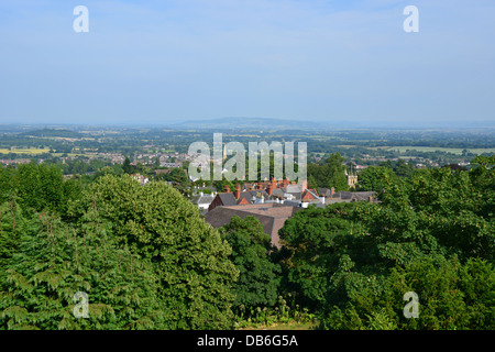 Blick auf die Landschaft von der Stadt, Great Malvern, Worcestershire, England, Großbritannien Stockfoto