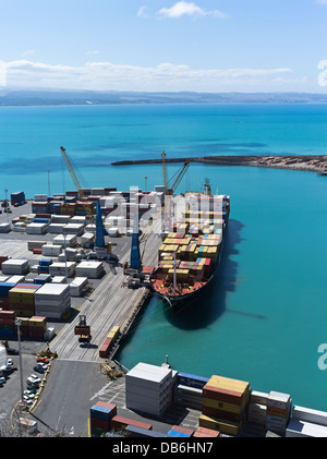 Dh Hafen von Napier NAPIER NEUSEELAND Containerschiff im Hafen wharf Containerverladung Kai Transportbehälter Stockfoto