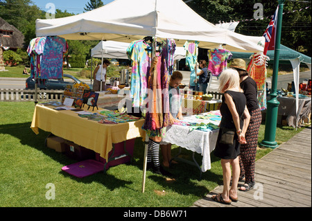 Frauen am Wochenende Kunsthandwerk einkaufen Markt am Bowen Island, BC, Kanada Stockfoto
