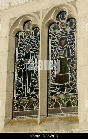 Glasfenster, die Kanadische Weltkrieg Soldat und eine Krankenschwester, Kanadische Gedenkstätte der Vereinigten Kirche, Vancouver, BC, Kanada Stockfoto