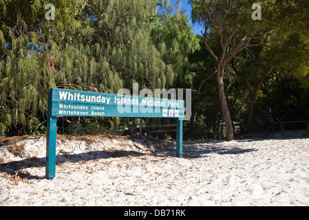 Melden Sie auf Whitehaven Beach in Whitsunday Islands National Park. Whitsundays, Queensland, Australien Stockfoto