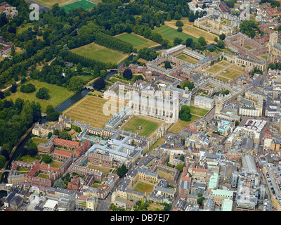 Cambridge, die große Universitätsstadt Englands, aus der Luft, Südostengland, Kings College Zentrum zeigen Stockfoto