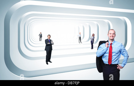Geschäftsleute in 3d futuristische tunnel Stockfoto