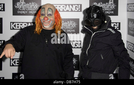 Clown und Sid von Slipknot kommen für den Kerrang! Preise 2013, London, Donnerstag, Juni. 13, 2013. Stockfoto