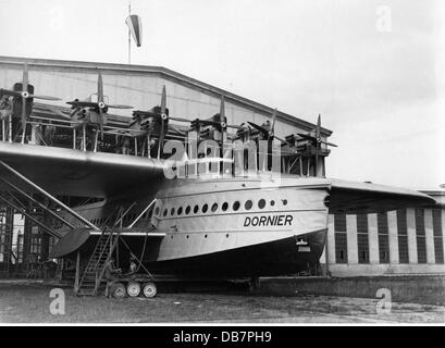 Transport / Transport, Luftfahrt, Wasserflugzeug, Dornier do X, Baujahr 1929, vor dem Hangar, Anfang 1930er Jahre, Zusatzrechte-Abferenzungen-nicht vorhanden Stockfoto