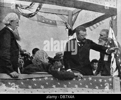 Roosevelt, Theodore 'Teddy', 27.10.1858 - 6.1.1919, US-amerikanischer Politiker, (, Rep.), Gouverneur von New York 1.1.1899 - 21.12.1900, eine Rede, 'Die Woche', Berlin, 1901, Stockfoto