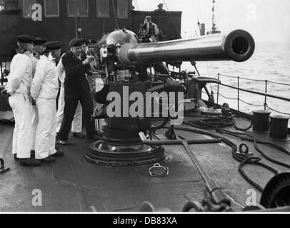 Nationalsozialismus, Militär, Marine, Ausbildung an der Kanone eines Minenräumers, 1939, Zusatz-Rechte-Clearences-nicht vorhanden Stockfoto