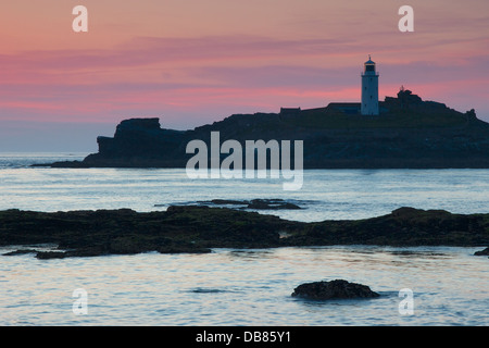 Godrevy Leuchtturm bei Sonnenuntergang Stockfoto