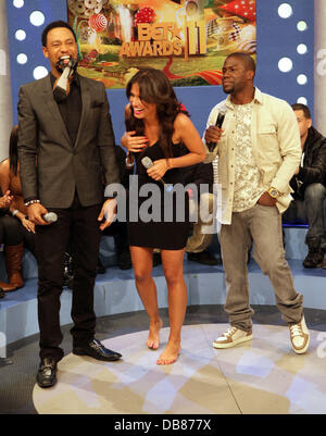 Terrence J, Rocsi und Kevin Hart 2011 BET Awards nominierten Ankündigung auf BET Studios New York City, USA - 17.05.11 Stockfoto