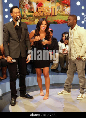 Terrence J, Rocsi und Kevin Hart 2011 BET Awards nominierten Ankündigung auf BET Studios New York City, USA - 17.05.11 Stockfoto