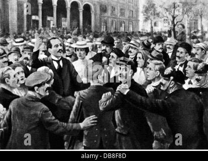 Politik,Demonstrationen,Manifestation des Spartacist Bundes von Karl Liebknecht und Rosa Luxemburg,Potsdamer Platz,Berlin,1.5.1916,Zigarettenkarte,VEB Volkskunstverlag,Reichenbach,1956,erster Mai,Antikriegsdemonstration,Antikriegsdemonstration,Polizei,Menschenmenge,Menschenmassen,Marxisten,Kommunisten,Sozialismus,Arbeiterbewegung,Spartacus,Deutschland,Deutsches Reich,Kaiserliche Ära,erste Demonstrationen,19er-Politik,10er-Demonstrationen,historische Demonstrationen,Demonstrationen,Demonstrationen,19er-Demos,historische,Demonstrationen,10er-Demos, Stockfoto