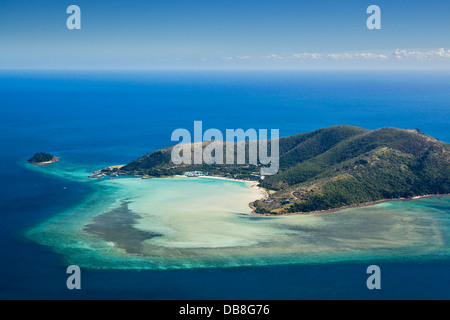 Luftaufnahme von Hayman Island - eine private Insel bekannt für seine Luxus-Resort. Whitsunday Islands, Queensland, Australien Stockfoto