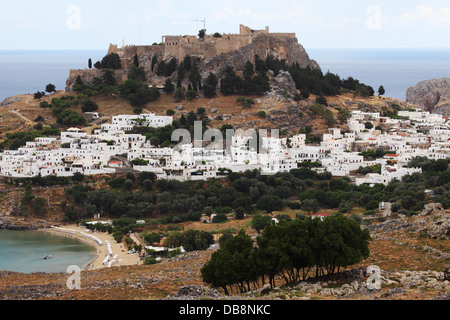 Die Akropolis von Lindos, Rhodos, Griechenland. Stockfoto