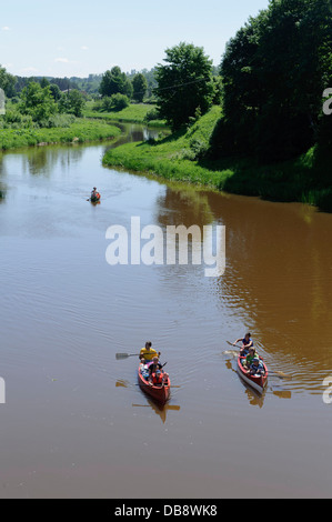 Kanufahrt am Fluss Abava in Sabile, Deutschland, Europa Stockfoto