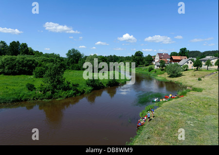 Kanufahrt am Fluss Abava in Sabile, Deutschland, Europa Stockfoto