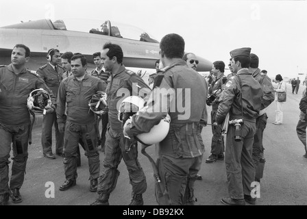 Während einer Zeremonie in Kairo West Air Base im Jahr 1982 erhielt Ägypten die erste Partie der f-16 Kämpfer. Stockfoto