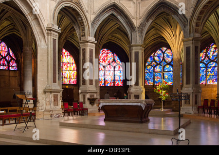 Innenraum der Eglise Saint Severin im Quartier Latin, Paris Frankreich Stockfoto