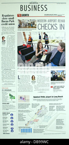 25. Juli 2013 - Santa Ana, Kalifornien, USA - die Samstag, 16. März 2013 Orange County Register Wirtschaftsteil---The Orange County Register, in das Montag bis Freitag-Editionen die wichtigsten Frontpartie, eine lokale vorgestellt hatte und Sport-Abschnitt mit den neuen Neugestaltung und Erweiterung mit nun eine tägliche Wirtschaftsteil zusammen mit speziellen Abschnitten auf einer wöchentlichen Basis, einschließlich Mode, Familie, Räder unter others...///ADDITIONAL INFO : Aaron Kushner, 40, früher von Boston, führte eine Gruppe von Investoren in den Kauf von Orange County Register im vergangenen Jahr Übernahme der southern California n Stockfoto