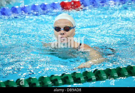 Barcelona, Spanien. 26. Juli 2013. Britta Steffen von Deutschland Bild während einer Trainingseinheit der 15. FINA Swimming World Championships im Palau Sant Jordi Arena in Barcelona, Spanien, 26. Juli 2013. Foto: Friso Gentsch/Dpa/Alamy Live News Stockfoto