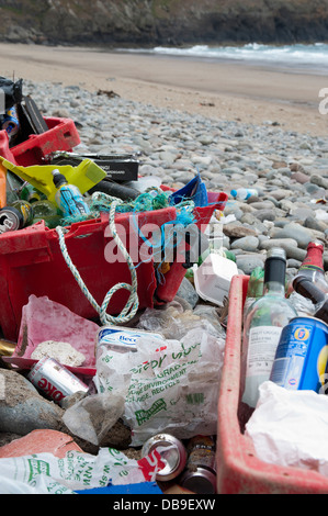 Strand-Wurf an der Küste bei Porth Ceiriad auf Lleyn Halbinsel North Wales gespült Stockfoto