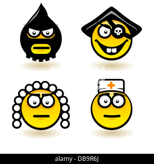 Vier Cartoon von Emotionen.  Illustration für Design auf weißem Hintergrund Stockfoto