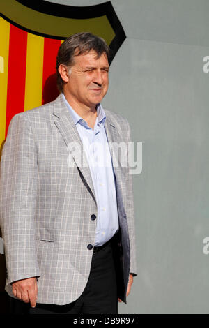 Barcelona, Spanien. 25. Juli 2013. Gerardo Martino neue Manager FC Barcelona stellt während seiner offiziellen Präsentation im Camp Nou Stadion in Barcelona am 25. Juli 2013. Foto von Elkin Cabarcas / Picture Alliance/Alamy Live-Nachrichten Stockfoto
