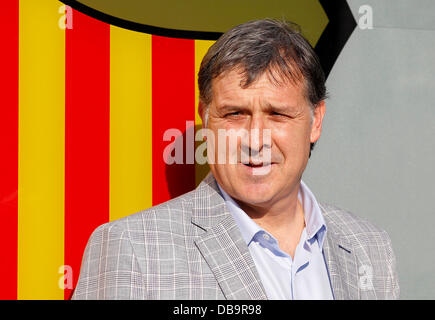 Barcelona, Spanien. 25. Juli 2013. Gerardo Martino neue Manager FC Barcelona stellt während seiner offiziellen Präsentation im Camp Nou Stadion in Barcelona am 25. Juli 2013. Foto von Elkin Cabarcas / Picture Alliance/Alamy Live-Nachrichten Stockfoto