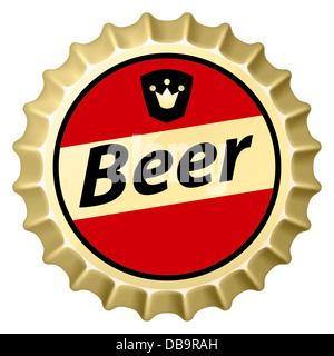 Rotes Bier Kappe.  Abbildung des Designers auf weißem Hintergrund Stockfoto