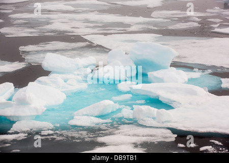 Faule Meereis bei über 80 Grad aus der nördlichen Küste von Svalbard. Der Klimawandel verursacht Meer Eis schnell zurückziehen Stockfoto