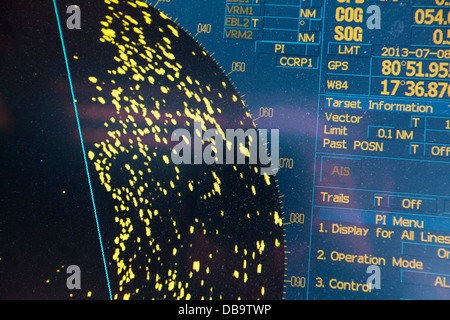 Faule Meereis auf über 80 Grad Nord aus Nord Küste von Spitzbergen zeigen auf dem Schiffe Radar. Stockfoto