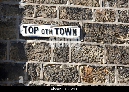 Straßenschild in Heptonstall, Yorkshire Stockfoto